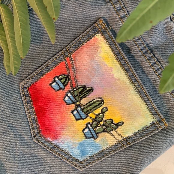 Painted jean shorts - Picture 6 of 7